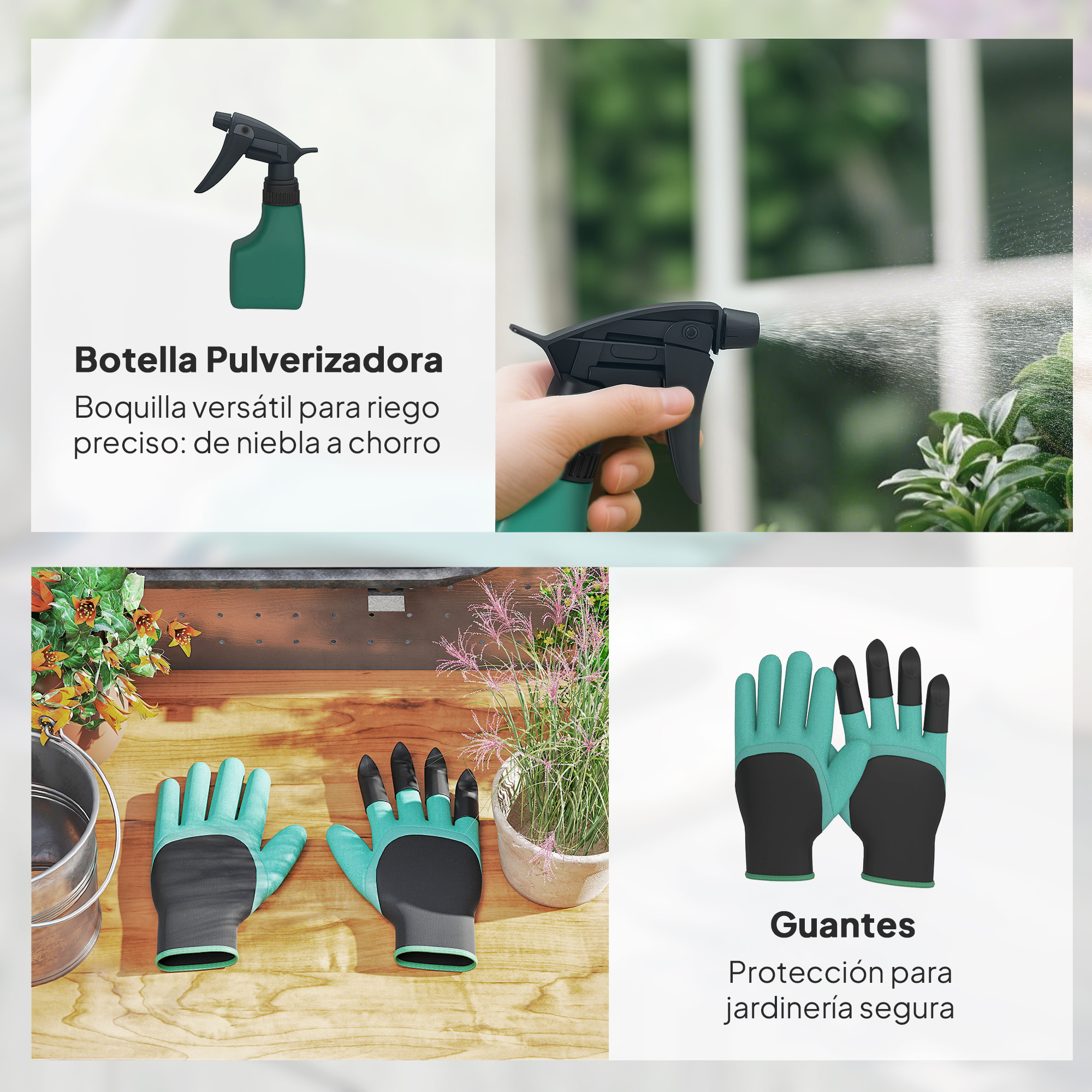 Juego de Herramientas para Jardín de 9 Piezas Robusta Juego de Herramientas Jardinería de Aluminio con Tijeras de Podar con Bloqueo Seguro y Bolsa de Jardín Ligera para Mujeres y Hombres