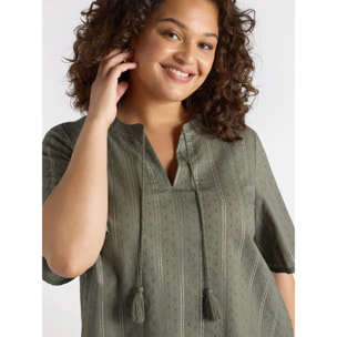 Fiorella Rubino - Blusa a righe con lacci - Verde militare