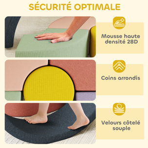 7 blocs de construction en mousse XXL revêtement tissu déhoussable - modules de motricité - multicolore
