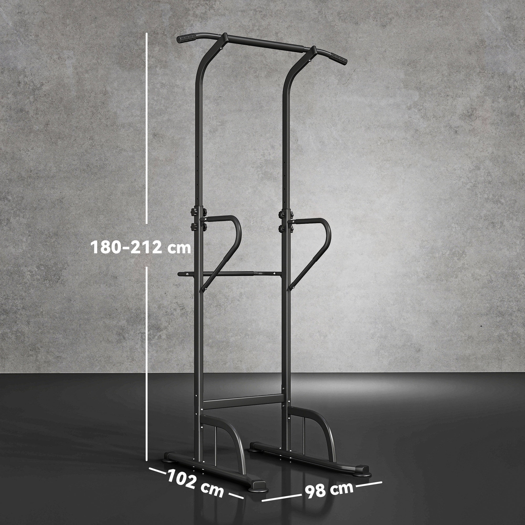 Barra de Dominadas Altura Regulable 180-212 cm, Estación de Fondos Resistente para Gimnasio en Casa, Máquina Dominadas Multifuncional, para Entrenamiento de Fuerza, Carga 120 kg