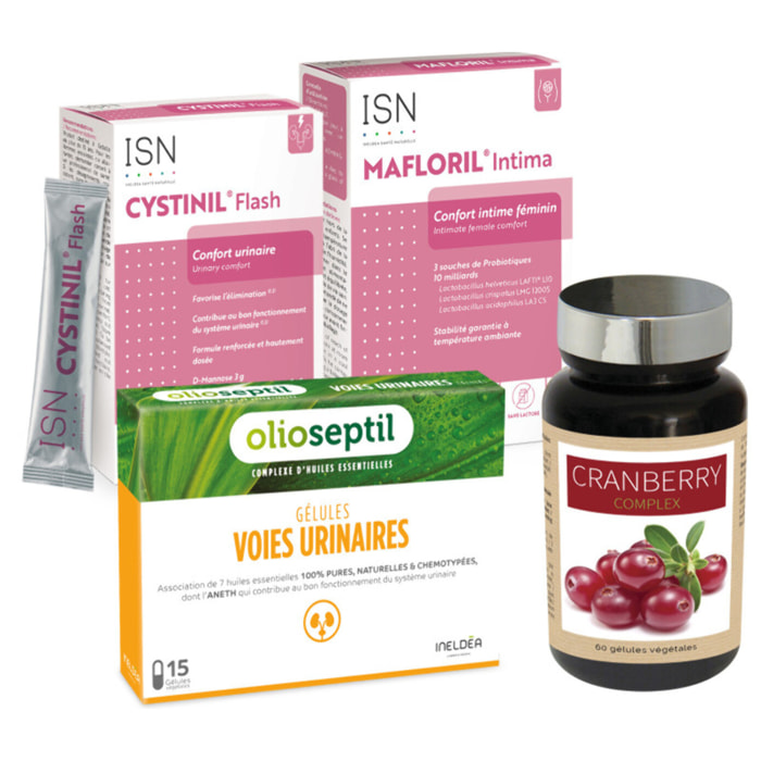 Pack Confort Urinaire - Mafloril Intima, Cystinil Flash & Cranberry