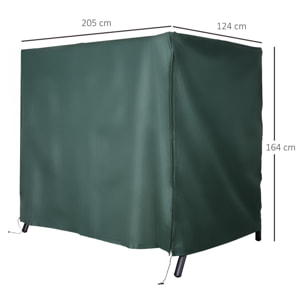 Housse de protection balancelle de jardin 3 places bâche étanche dim. 2,05L x 1,24l x 1,64H m polyester PVC haute densité vert