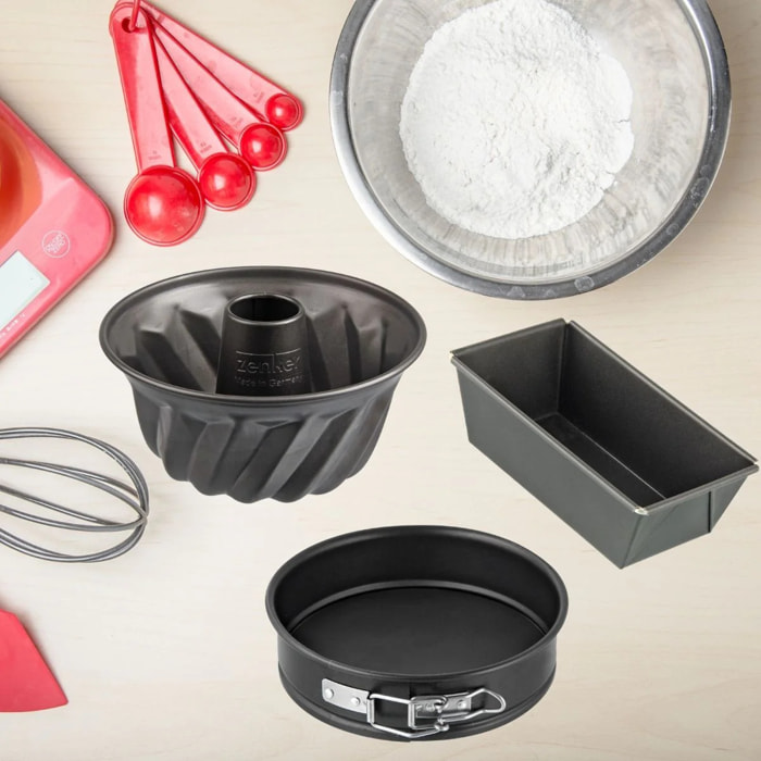 Set de 3 mini moules à cake 15 cm, charnière 16 cm et kouglof 18 cm Zenker Spécial Mini
