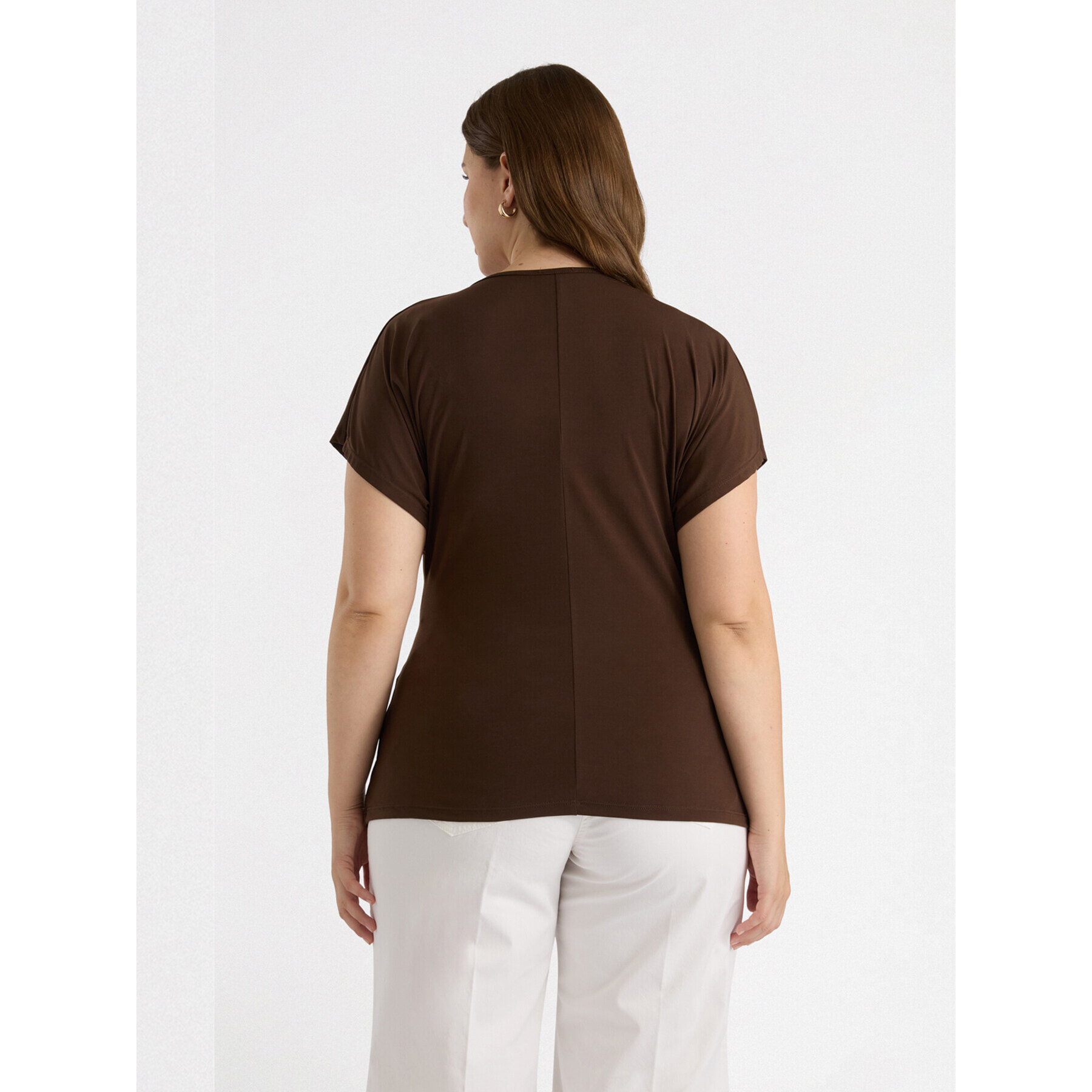 Fiorella Rubino - T-shirt in jersey con incrocio - Marrone