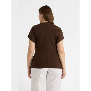 Fiorella Rubino - T-shirt in jersey con incrocio - Marrone