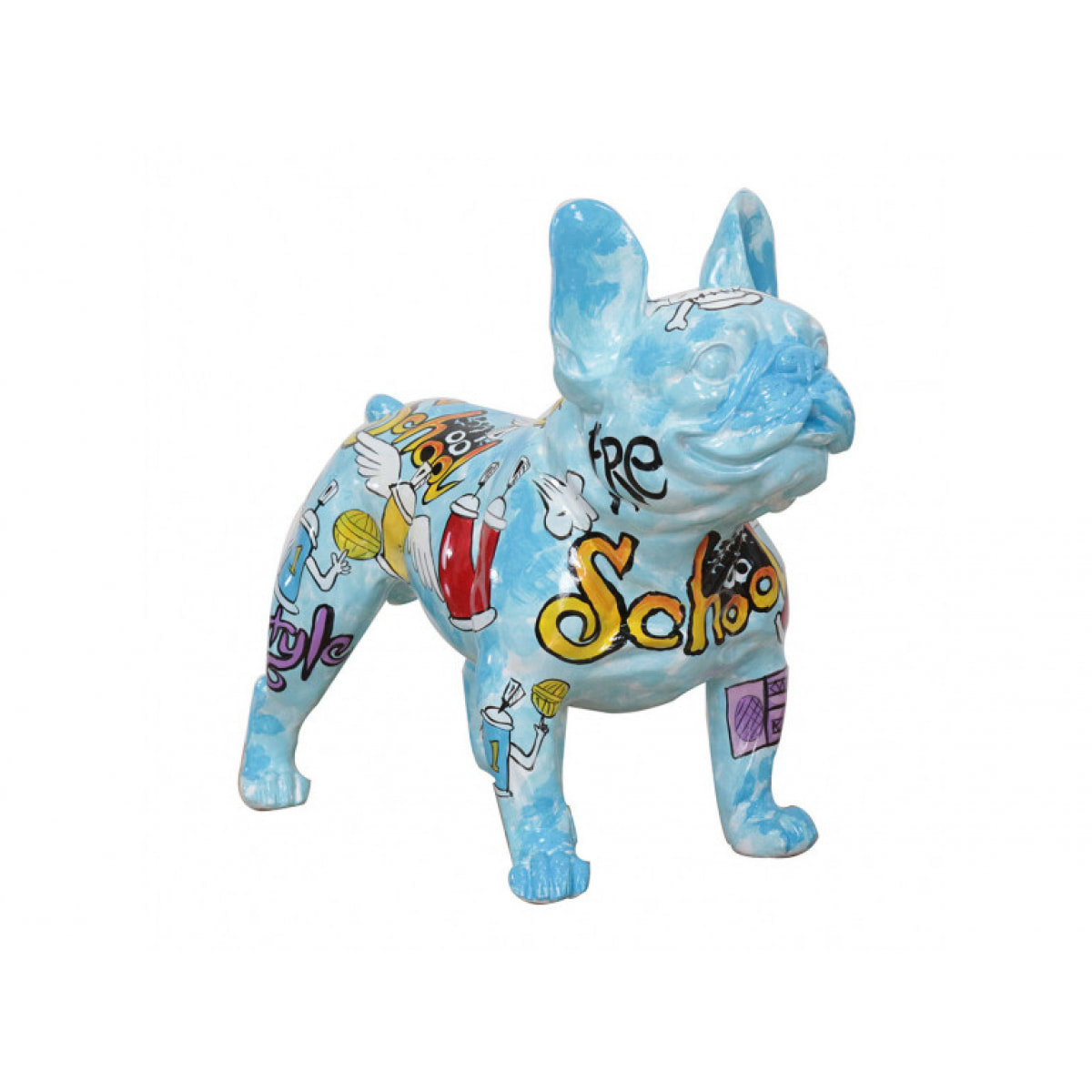 Statue chien bouledogue street art multicolore H41cm - SOHOO