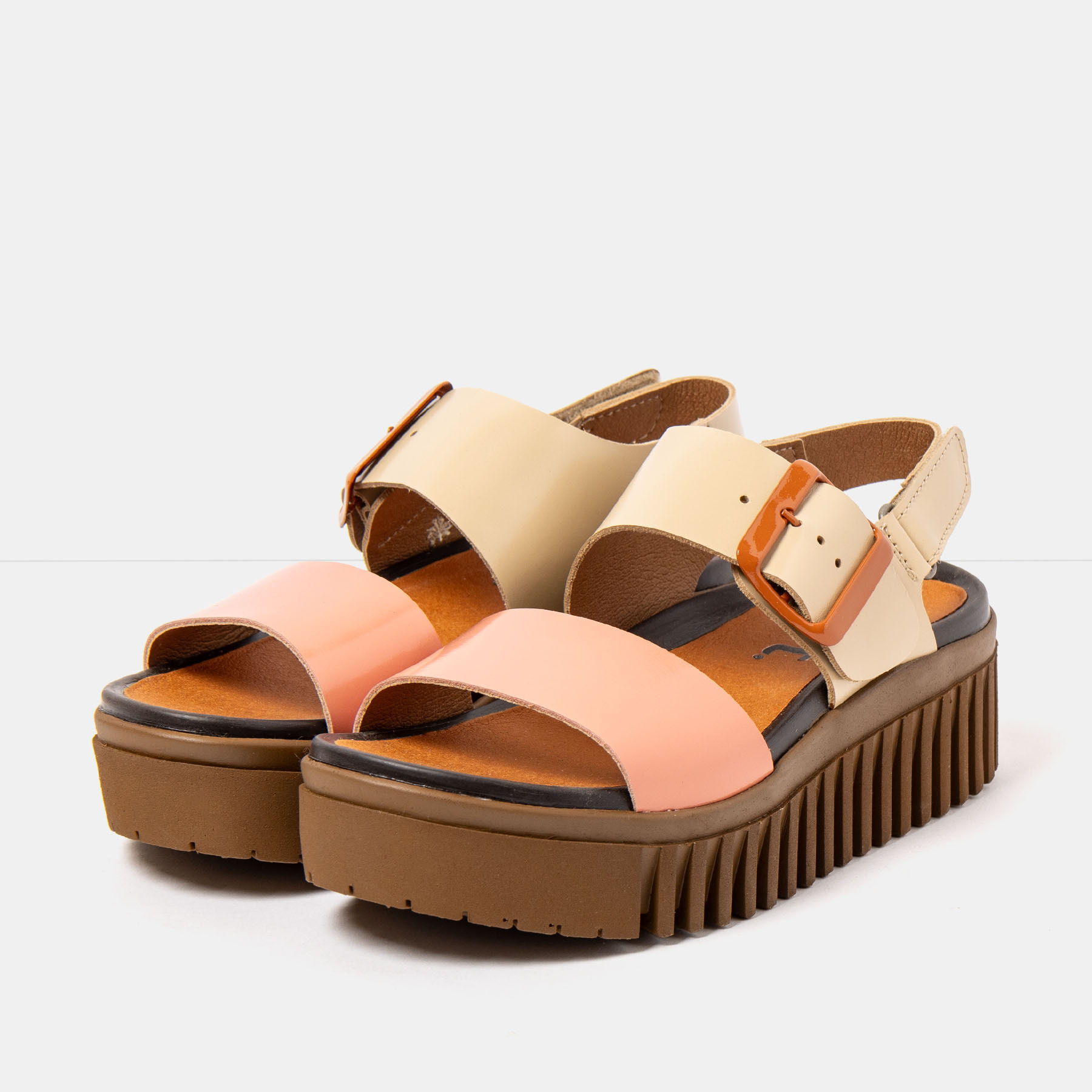 Sandalia de cuña 1578 MULTI CHAMPAGNE-FLAMINGO/BRIGHTON color Champagne-flamingo