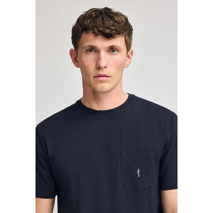 Camiseta azul marino de manga corta con bolsillo y bordado Rigby Best