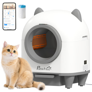 Bac à litière autonettoyante pour chat - maison de toilette autonettoyante - 80L - blanc gris