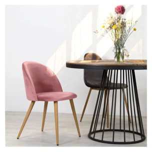 Table ronde 5 personnes en bois de cèdre et pied en métal D110 cm - Pralus
