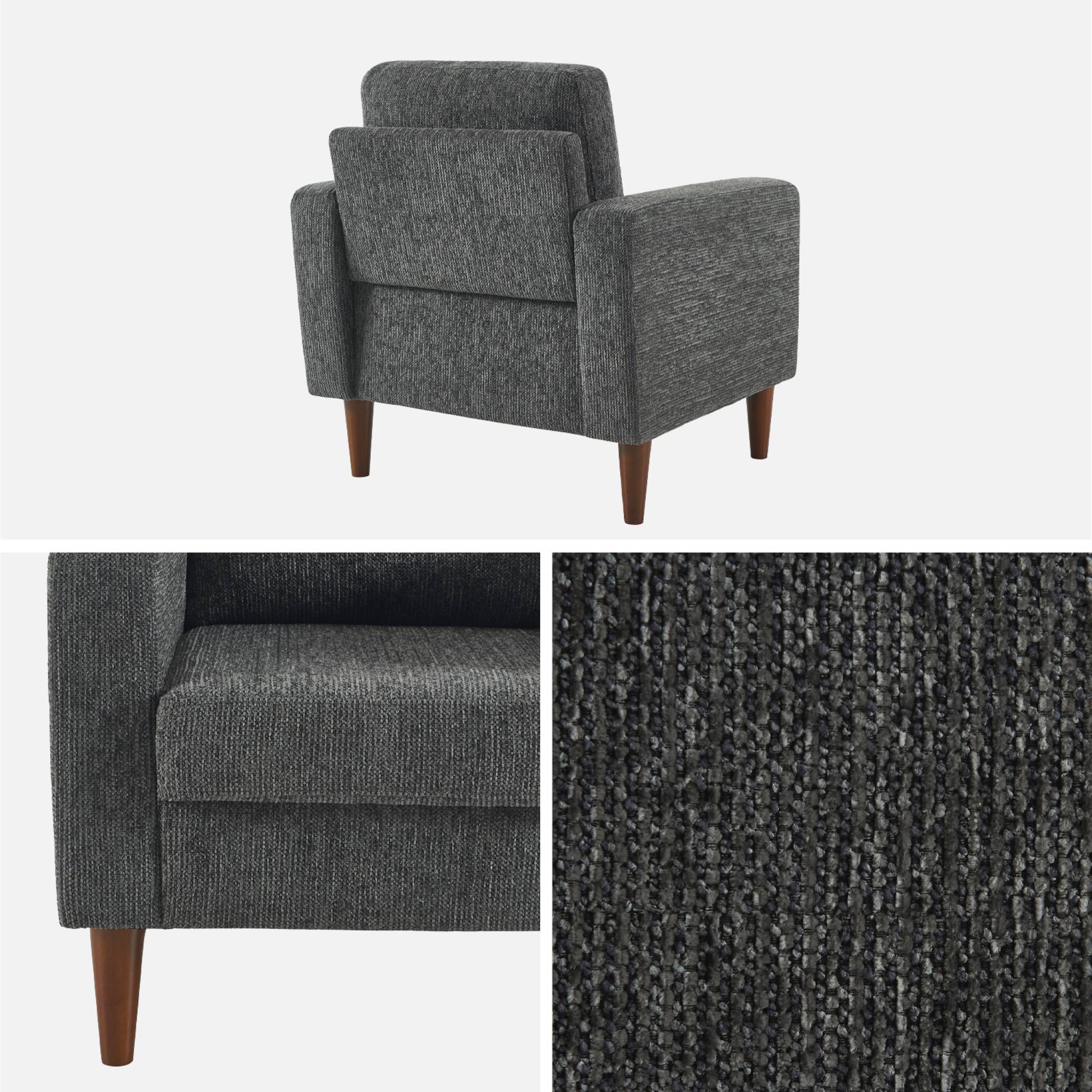 Fauteuil bois d'hévéa et tissu chenille  BJORN