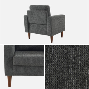 Fauteuil bois d'hévéa et tissu chenille  BJORN