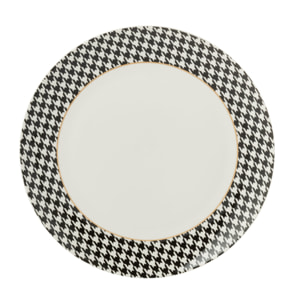 J-Line assiette Pied-De-Poule - porcelaine - blanc/noir - large