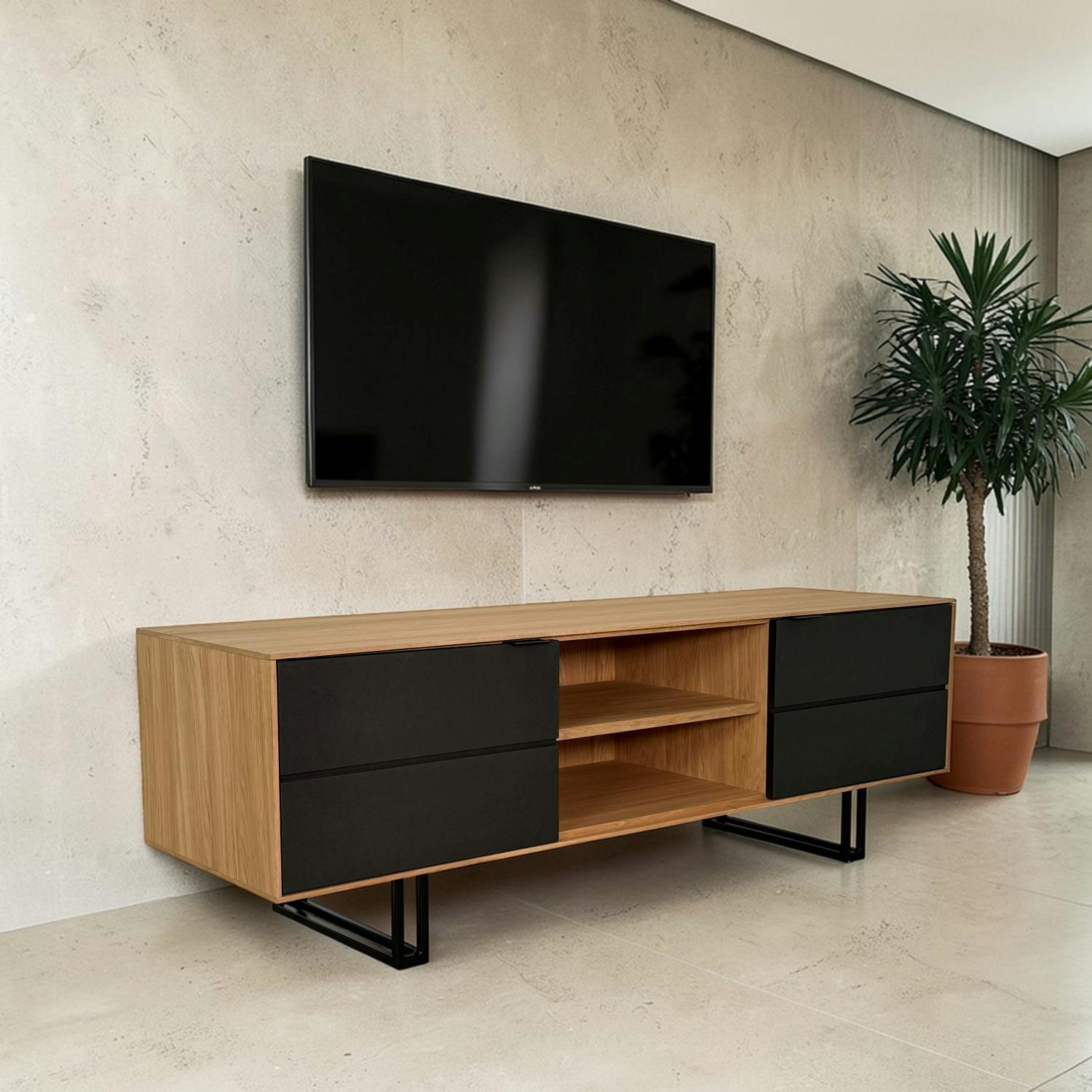 Meuble tv moderne en chêne blanc ZONZA