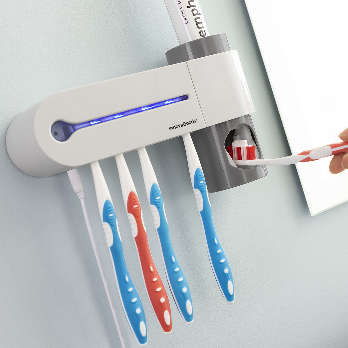 Sterilizzatore UV per Spazzolini da Denti con Supporto e Dispenser di Dentifricio Smiluv InnovaGoods