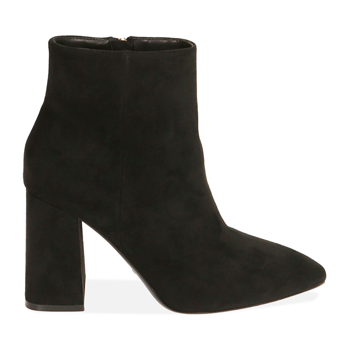 Ankle boots neri in microfibra, tacco 9 cm
