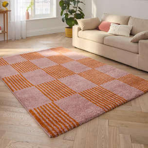 GROOVY - Tapis rétro coloré style seventies - Confortable et moelleux - Orange