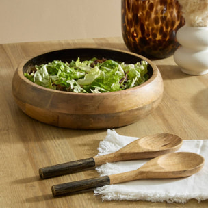 Couverts à salade bicolore Ava L.28cm noir