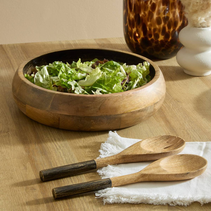 Couverts à salade bicolore Ava L.28cm noir