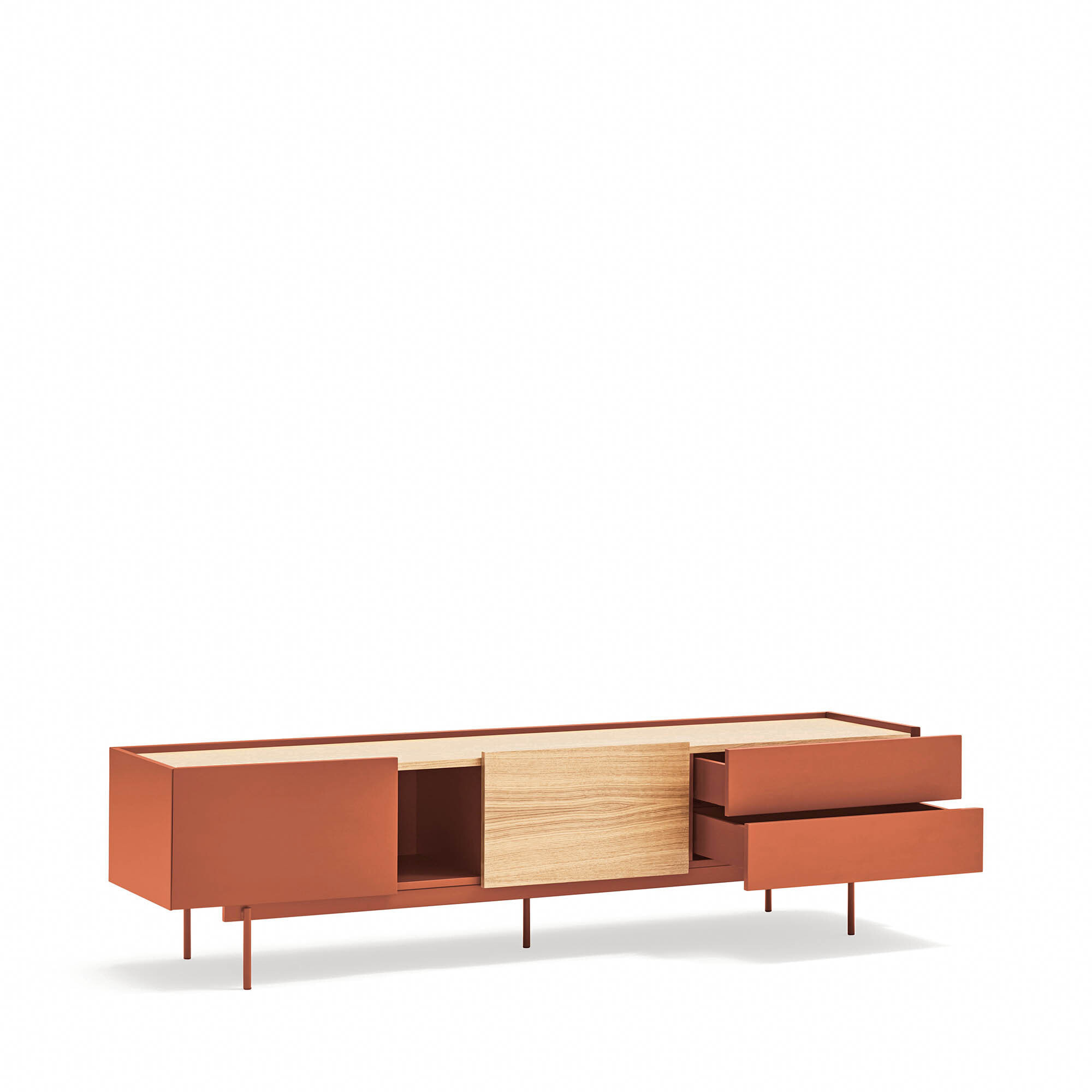 Mueble de televisión Otto 2 puertas y 2 cajones teja y roble