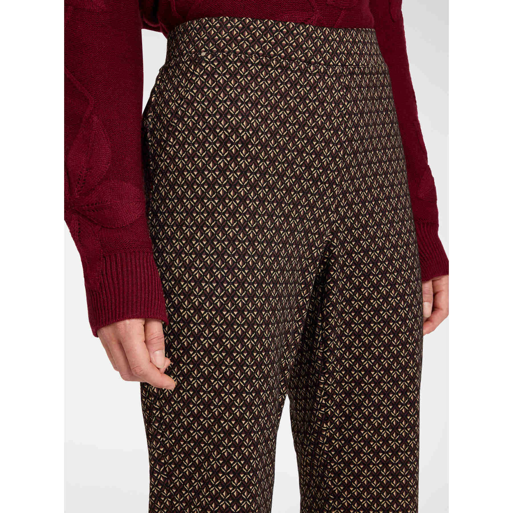 Elena Mirò - Pantaloni dritti jacquard - Marrone