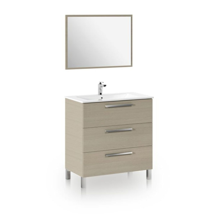 Pack de baño con lavabo cerámico Feel Roble