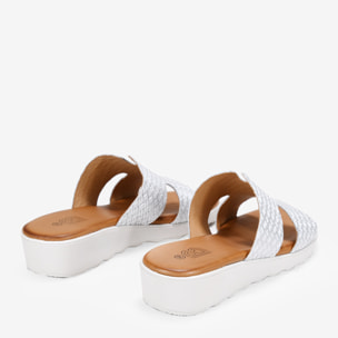 Sandalias de cuña plateadas en piel