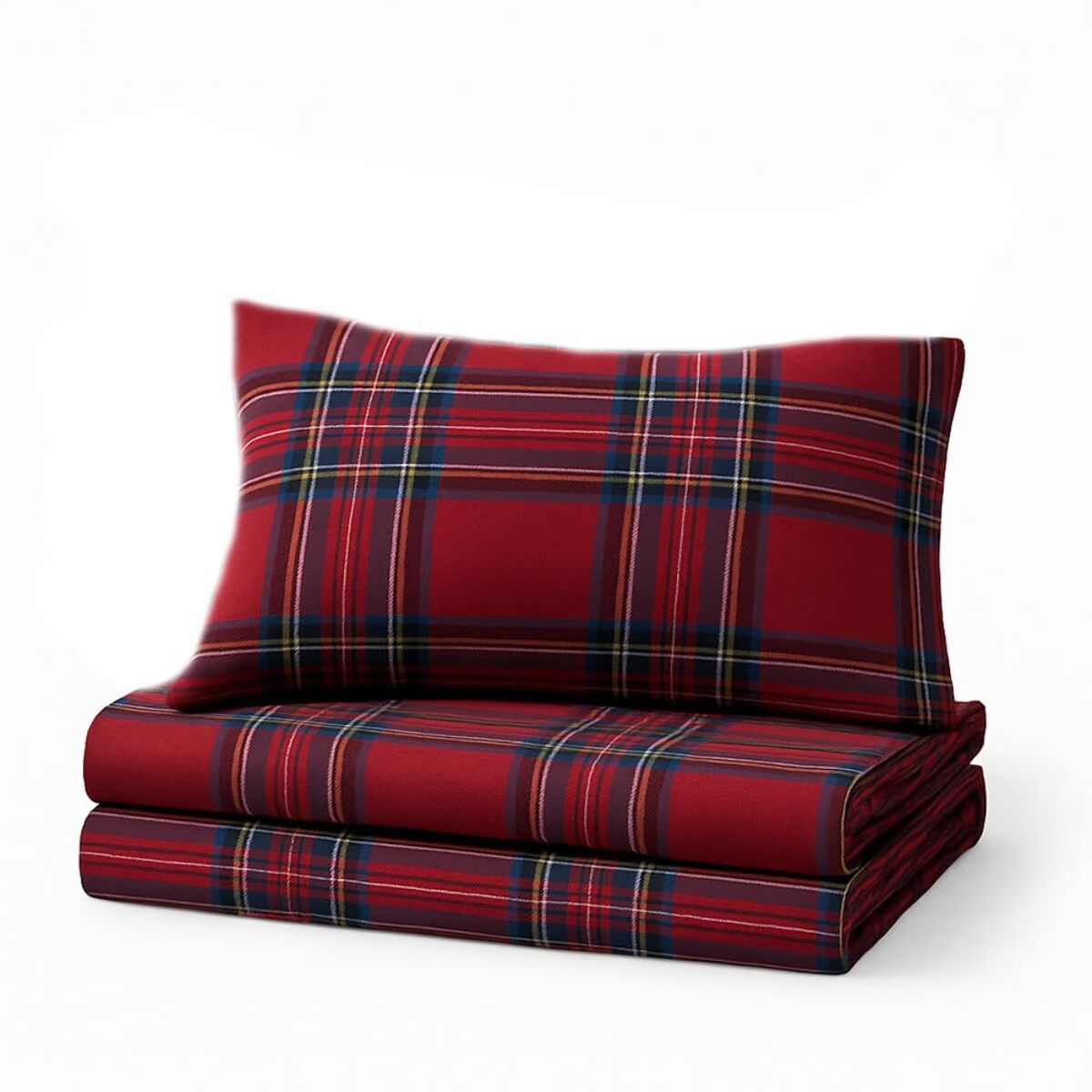 Intrecci - Completo Lenzuola Scozzese, Set Lenzuola e Federe in Puro Cotone, Una Piazza e Mezza