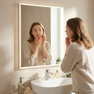 Miroir LED 60 x 80 cm avec éclairage 3 couleurs et capteur tactile SAT Feel (SATZFEELOBLED6080)