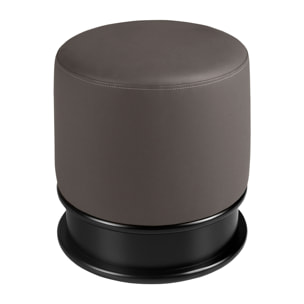 Puff con asiento tapizado en polipiel en gris oscuro sus patas de madera de mdf en negro 43x43x42cm