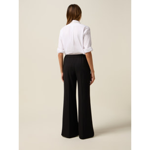 Oltre - Pantaloni palazzo in tessuto crêpe - Nero