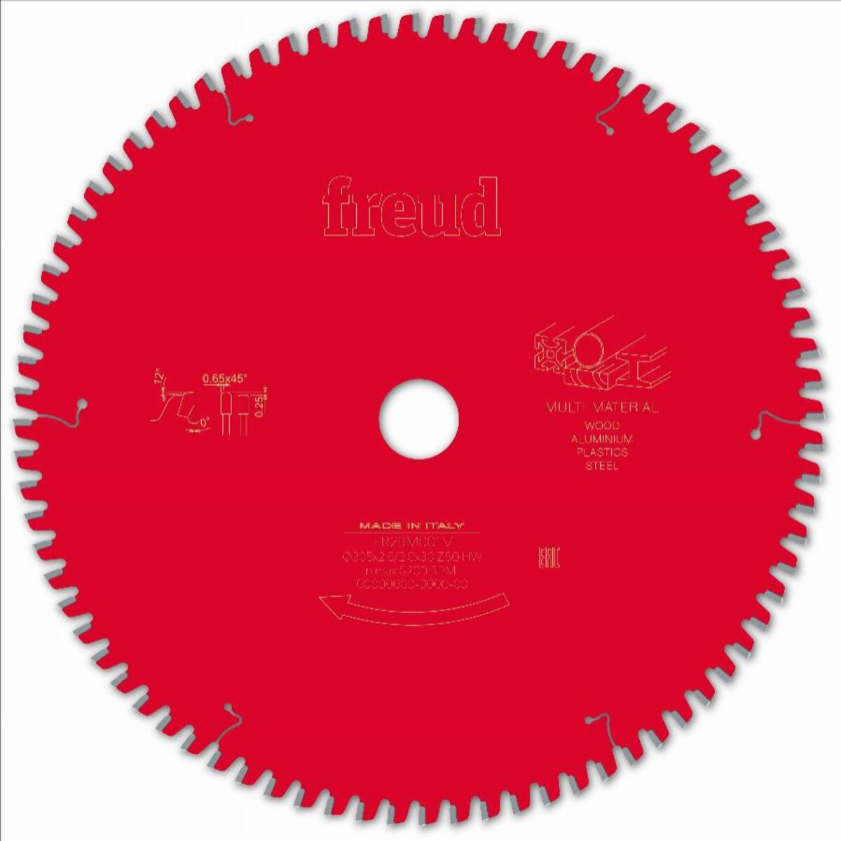 Lame pour scie circulaire portative FREUD - Ø305 2,6/2 AL30 Z80 TPB 0° - F03FS09891 -FR29M001M