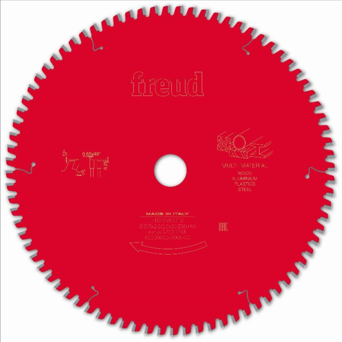 Lame pour scie circulaire portative FREUD - Ø305 2,6/2 AL30 Z80 TPB 0° - F03FS09891 -FR29M001M