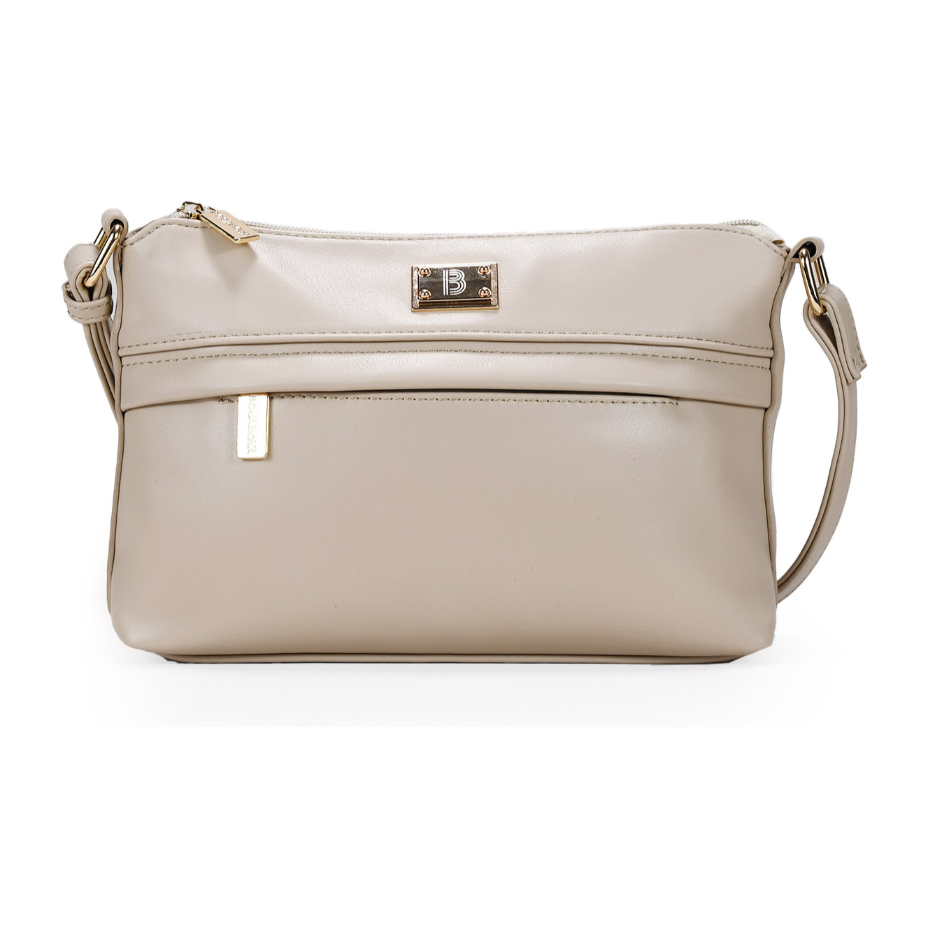 Bolso bandolera beige con bolsillo