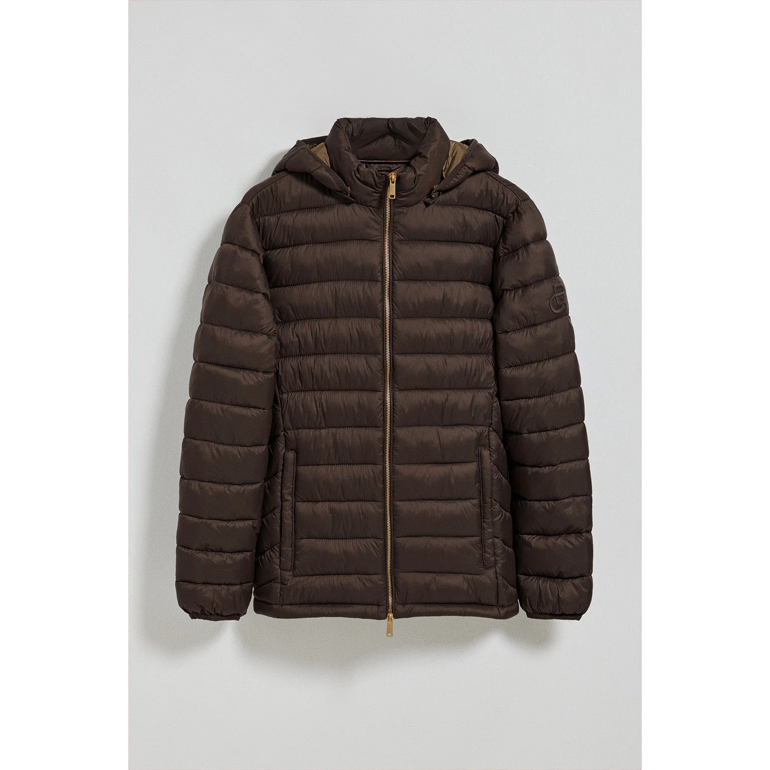 Giacca ultralight Corey marrone con cappuccio rimovibile e ricamo PC