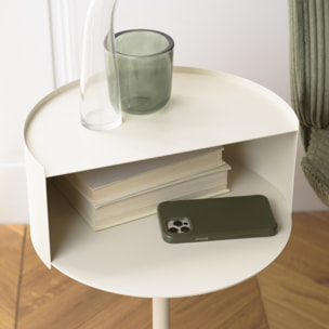 AGATHE - Table d'appoint ronde en acier beige D35cm