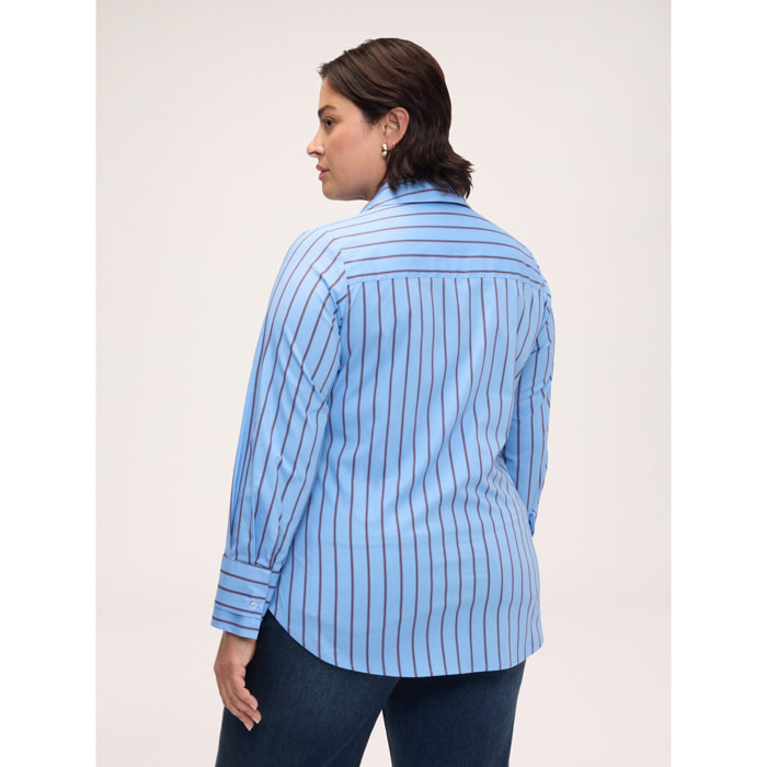 Fiorella Rubino - Camicia a righe in cotone stretch - Azzurro