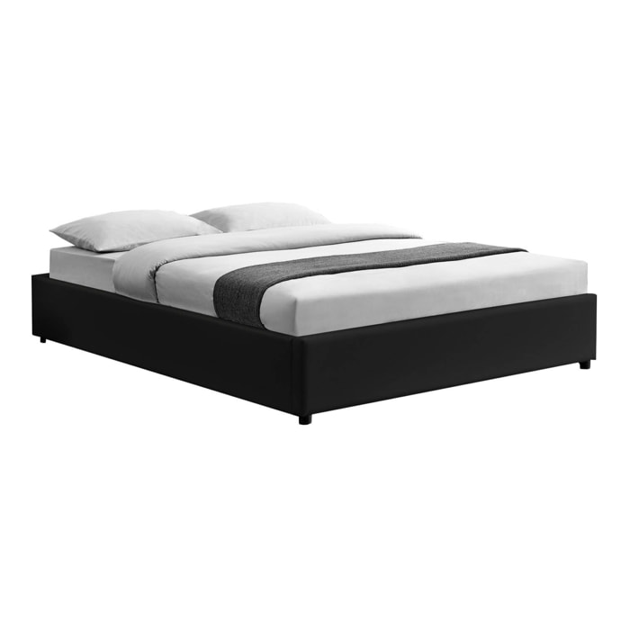Structure de lit avec coffre 140 x 190 cm noir SALAMANQUE