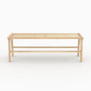 Banc 120 cm en bois de teck et cannage - Kuna