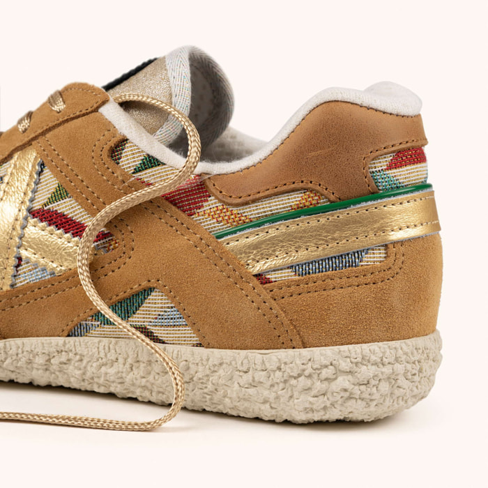 Zapatilla Casual de Piel y Tejido Étnico MUNICH GOAL 1643