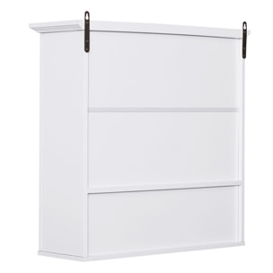 Armoire haute murale 2 portes 2 étagères niche blanc