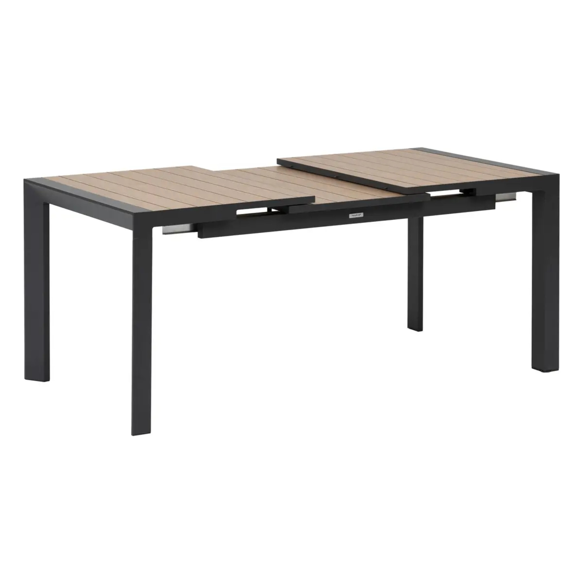 Table de jardin extensible "Évasion" effet bois honey & graphite 8 places lates en aluminium