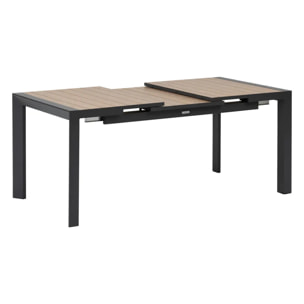 Table de jardin extensible "Évasion" effet bois honey & graphite 8 places lates en aluminium