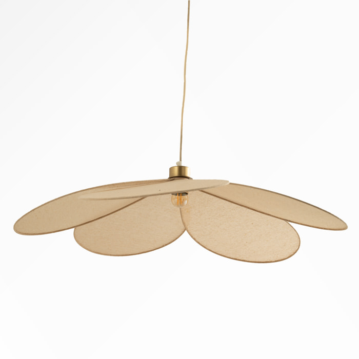 Suspension pétale en tissu beige et métal doré 75 cm - Flora