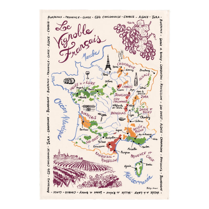 Torchon La Carte Des Vins de France