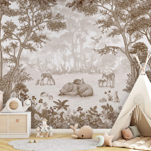 Papier enfant Ours paisible dans la forêt Intissé