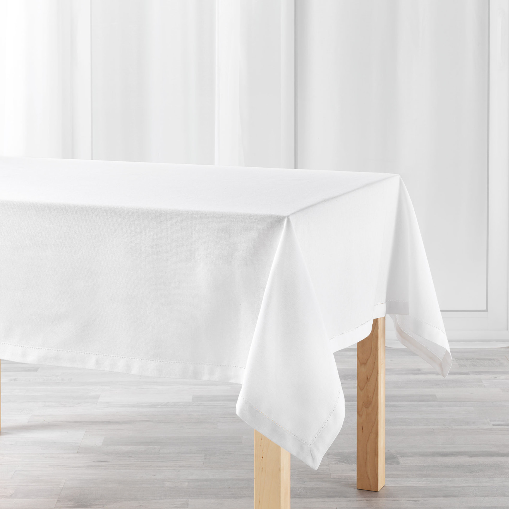 Nappe rectangulaire en coton uni - Blanc