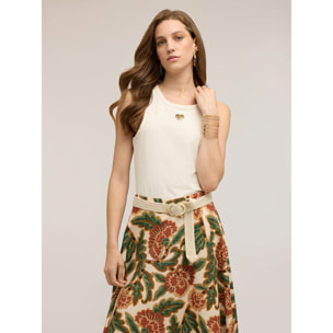 Motivi - Top con cuore in paillettes - Beige