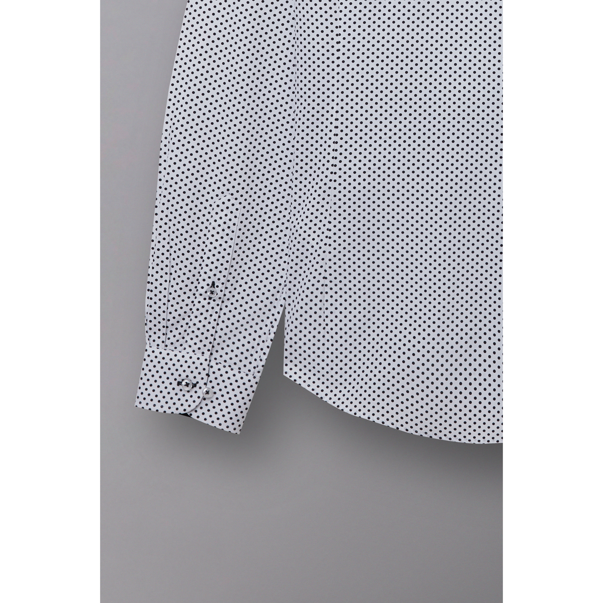 Camicia Uomo 1 Bottone Francese Slim Popeline Stampato Bianco/Nero