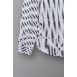 Camicia Uomo 1 Bottone Francese Slim Popeline Stampato Bianco/Nero